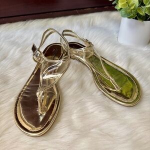 Arizona‎ Jean Co. Brenna Women’s Gold & Clear Thong Sandals Size 8
